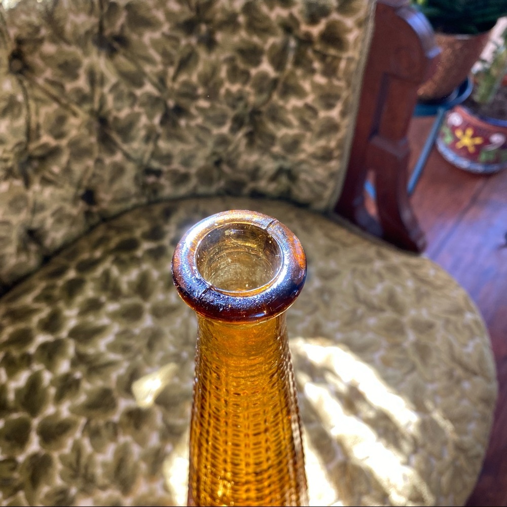 Vintage 1960s Empoli Italy Mid Century Amber Hobnail Genie Decanter - Picture 7 of 10